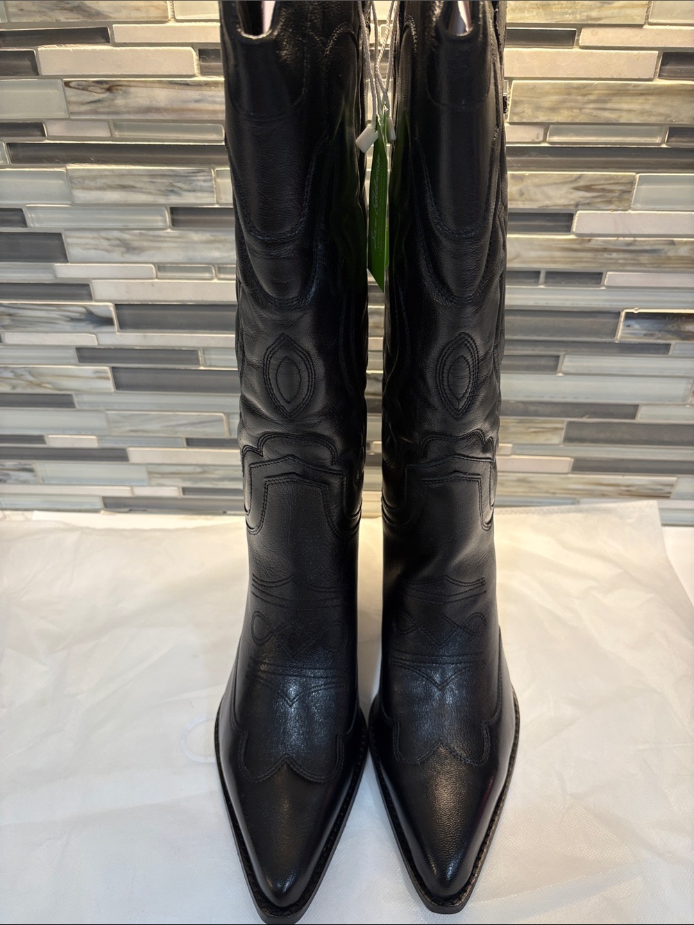 Black James Leather pointed toe Western Boots